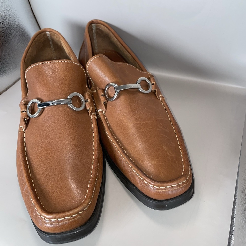 Men's Tan Leather Bit Loafers - Picture 2 of 8